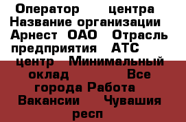 Оператор Call-центра › Название организации ­ Арнест, ОАО › Отрасль предприятия ­ АТС, call-центр › Минимальный оклад ­ 21 000 - Все города Работа » Вакансии   . Чувашия респ.